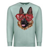 Seafoam German shepherd with love glasses Premium Sweatshirt - RanaPortraitStore