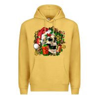 Antique Gold christmas skull and gift Premium Hoodie - AdoDesignShop