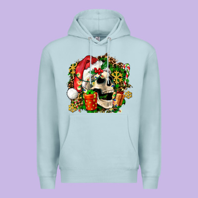 Christmas Skull And Gift Premium Hoodie Designed By Adodesignshop