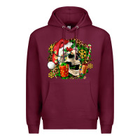 Burgundy christmas skull and gift Premium Hoodie - AdoDesignShop