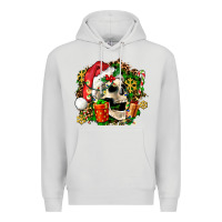Dove Grey christmas skull and gift Premium Hoodie - AdoDesignShop