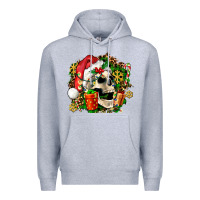 Heather Grey christmas skull and gift Premium Hoodie - AdoDesignShop
