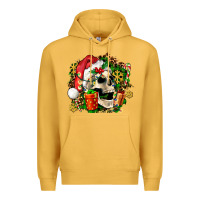 Mustard christmas skull and gift Premium Hoodie - AdoDesignShop
