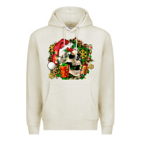 Oatmeal Heather christmas skull and gift Premium Hoodie - AdoDesignShop