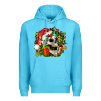 Ocean Blue christmas skull and gift Premium Hoodie - AdoDesignShop
