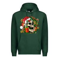Sports Green christmas skull and gift Premium Hoodie - AdoDesignShop