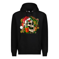 Black christmas skull and gift Premium Hoodie - AdoDesignShop