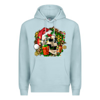 Blue Mist christmas skull and gift Premium Hoodie - AdoDesignShop
