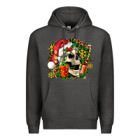 Charcoal Heather christmas skull and gift Premium Hoodie - AdoDesignShop