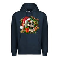 Navy christmas skull and gift Premium Hoodie - AdoDesignShop