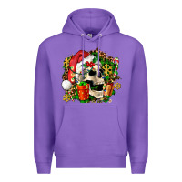 Purple christmas skull and gift Premium Hoodie - AdoDesignShop
