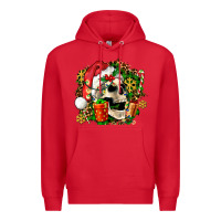 Red christmas skull and gift Premium Hoodie - AdoDesignShop