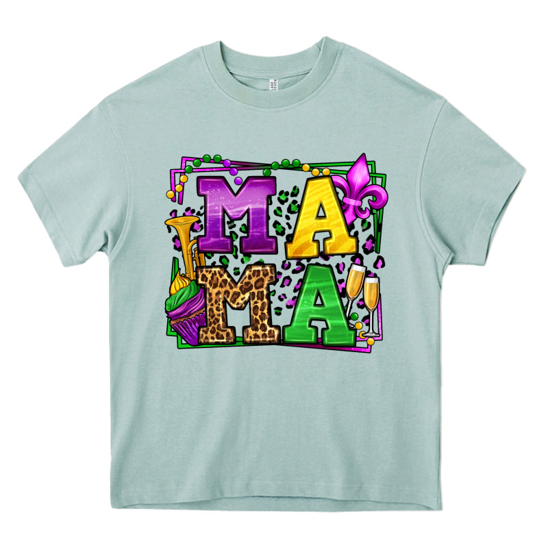 Mardi Gras Leopard Frame Mama Mother's Day Heavy Core Tee by LillyAllenDesigns | Teevron