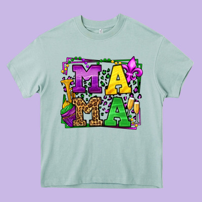 Mardi Gras Leopard Frame Mama Mother's Day Heavy Core Tee Designed By Lillyallendesigns
