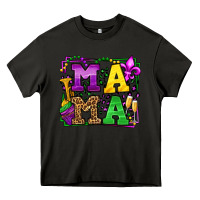 Asphalt Mardi Gras leopard frame mama Mother's Day Heavy Core Tee - LillyAllenDesigns