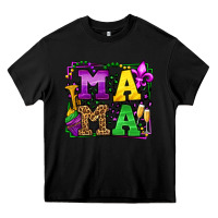 Black Mardi Gras leopard frame mama Mother's Day Heavy Core Tee - LillyAllenDesigns