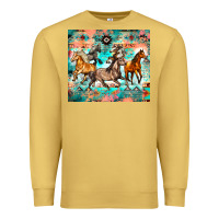 Antique Gold western running horses Premium Sweatshirt - Zillion Design Studio