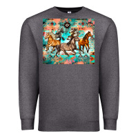 Charcoal Heather western running horses Premium Sweatshirt - Zillion Design Studio