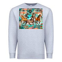Heather Grey western running horses Premium Sweatshirt - Zillion Design Studio