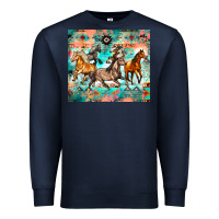 Navy western running horses Premium Sweatshirt - Zillion Design Studio