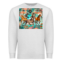 Oatmeal Heather western running horses Premium Sweatshirt - Zillion Design Studio