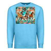 Ocean Blue western running horses Premium Sweatshirt - Zillion Design Studio