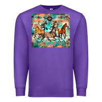 Purple western running horses Premium Sweatshirt - Zillion Design Studio