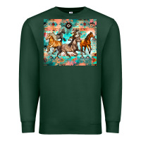 Sports Green western running horses Premium Sweatshirt - Zillion Design Studio