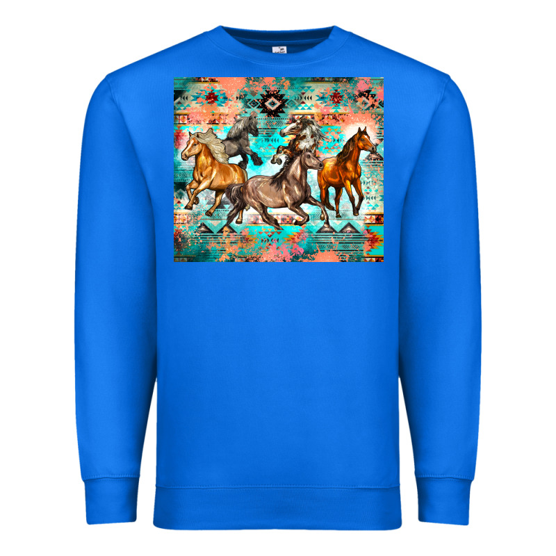 Western Running Horses Premium Sweatshirt by Zillion Design Studio | Teevron