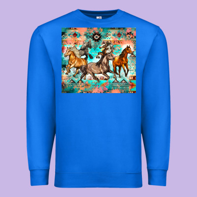Western Running Horses Premium Sweatshirt Designed By Zillion Design Studio