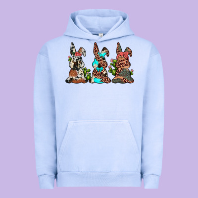 Leopard Cowhide Turquoise Cactus Bunny's Urban Hoodie Designed By Jahusdesignshop