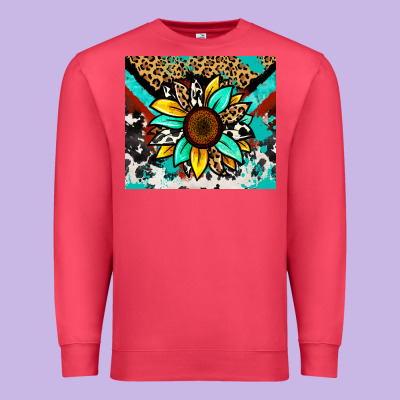 Turquoise Gemstone Sunflower Premium Sweatshirt Designed By Zillion Design Studio