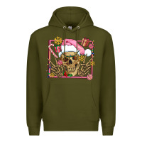 Army Green pink christmas skeleton Premium Hoodie - AdoDesignShop