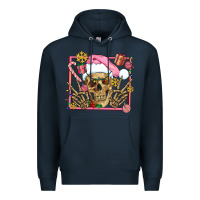 Navy pink christmas skeleton Premium Hoodie - AdoDesignShop