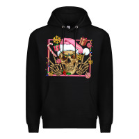 Black pink christmas skeleton Premium Hoodie - AdoDesignShop