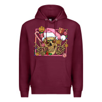 Burgundy pink christmas skeleton Premium Hoodie - AdoDesignShop