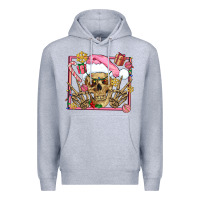 Heather Grey pink christmas skeleton Premium Hoodie - AdoDesignShop