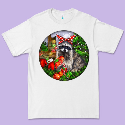 Christmas Raccoon Premium Tee Designed By Lillyallendesigns