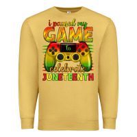 Antique Gold i paused my game celebrate juneteenth Premium Sweatshirt - texasbilliewilder