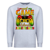 Heather Grey i paused my game celebrate juneteenth Premium Sweatshirt - texasbilliewilder