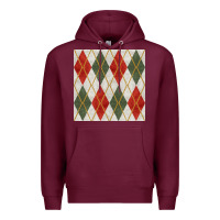 Burgundy christmas diamond plaid seamless pattern Premium Hoodie - BundleAndBundleShop