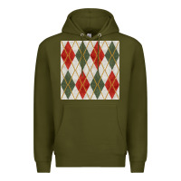 Army Green christmas diamond plaid seamless pattern Premium Hoodie - BundleAndBundleShop