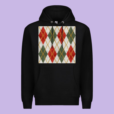 Christmas Diamond Plaid Seamless Pattern Premium Hoodie Designed By Bundleandbundleshop