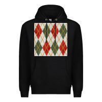 Black christmas diamond plaid seamless pattern Premium Hoodie - BundleAndBundleShop