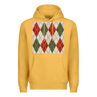 Mustard christmas diamond plaid seamless pattern Premium Hoodie - BundleAndBundleShop