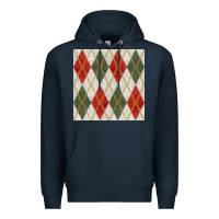 Navy christmas diamond plaid seamless pattern Premium Hoodie - BundleAndBundleShop