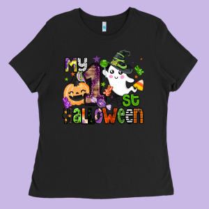 My 1st Halloween Ladies Tee Designed By Barkaloodesign