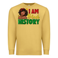 Antique Gold i am black history with afro black girl Premium Sweatshirt - texasbilliewilder