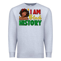 Heather Grey i am black history with afro black girl Premium Sweatshirt - texasbilliewilder
