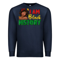 Navy i am black history with afro black girl Premium Sweatshirt - texasbilliewilder